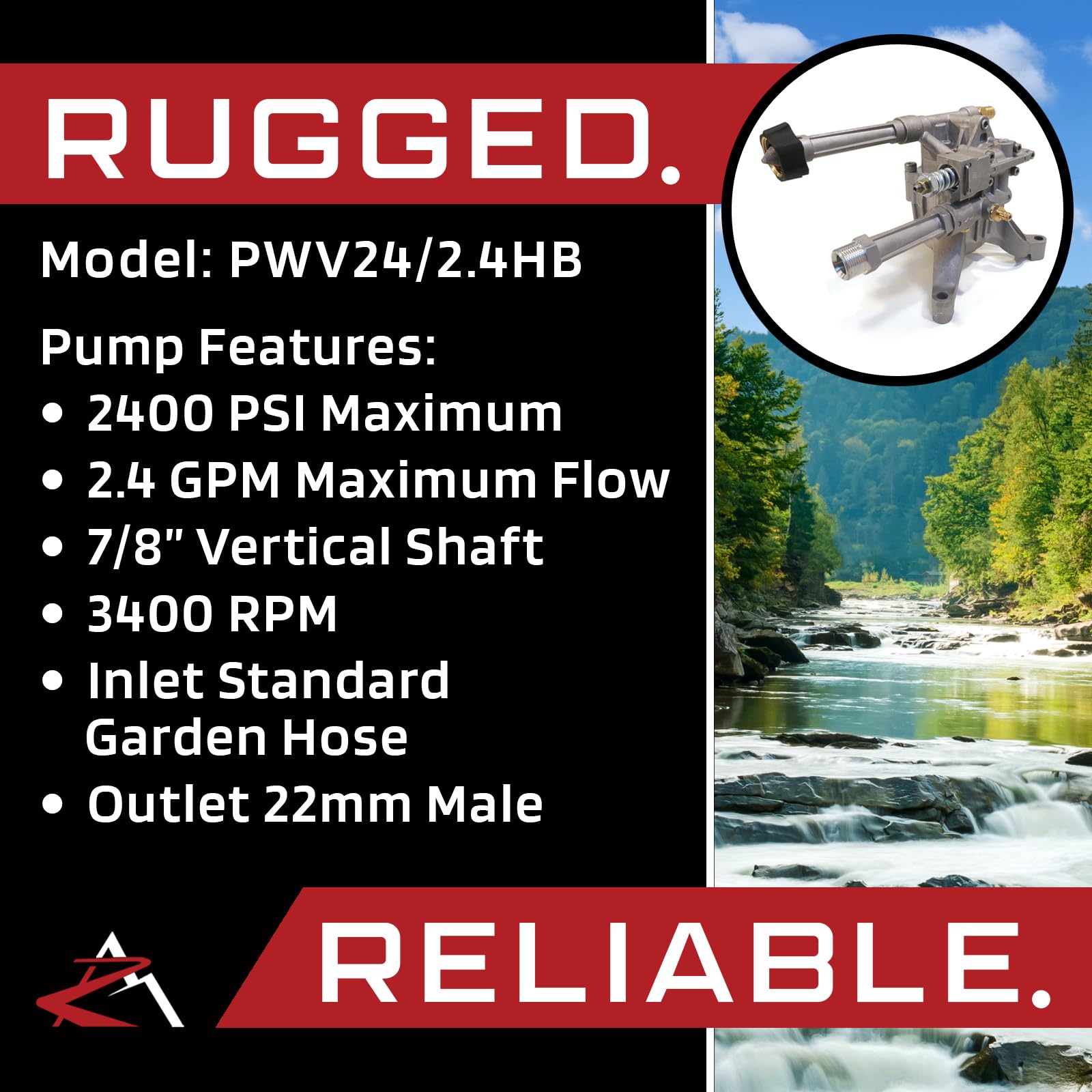 2400 PSI Vertical Aluminum Front Outlet Pressure Washer Pump - Compatible with Himore 308653006 | High-Performance Replacement for Cleaning Driveways, Decks & Outdoor Equipment