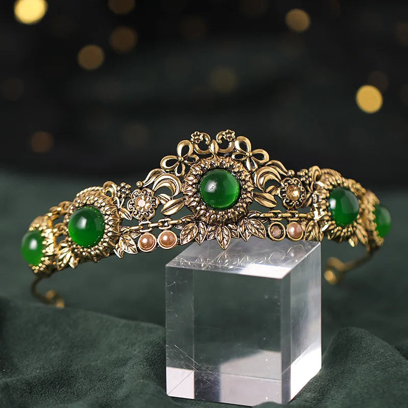Vintage Queen Crown Tiara - Elegant Royal Headpiece for Weddings, Prom, Cosplay & Renaissance Fairs | Old World Inspired Jewelry Accessory