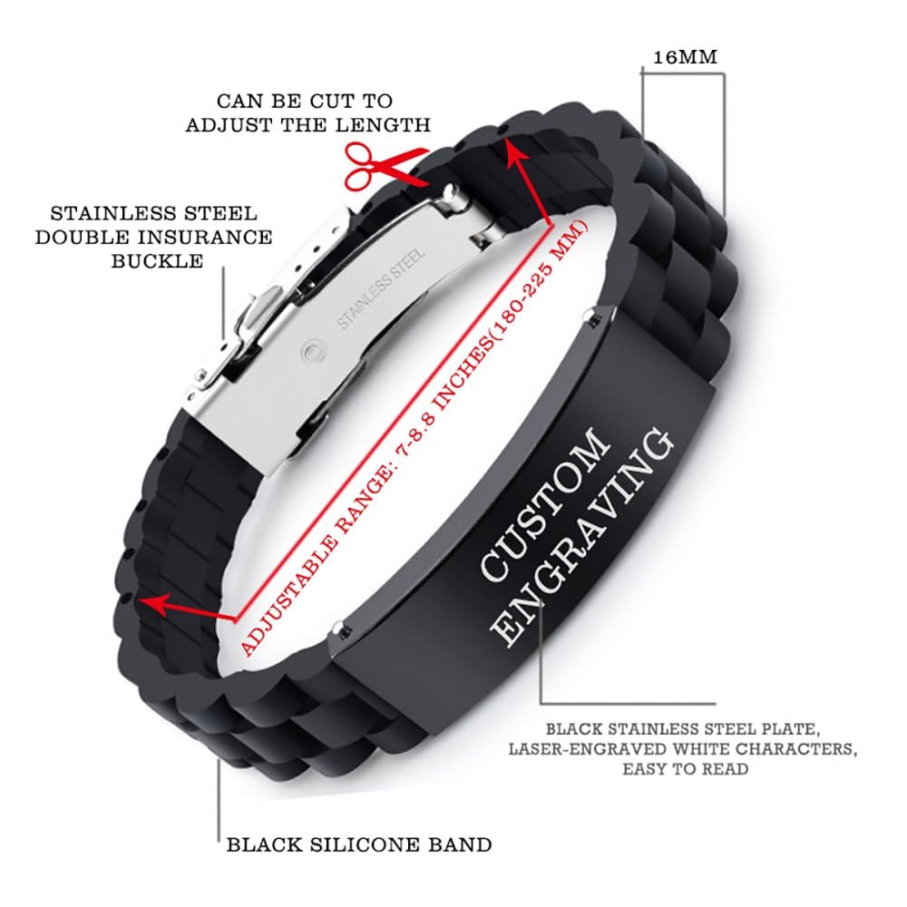 Adjustable Medical Alert Bracelet for Men & Women - 8.5 Inch Sport Silicone ID Bracelet with Free Engraving | Emergency Medical Information, Allergy Alert & Daily Wear Safety Accessory