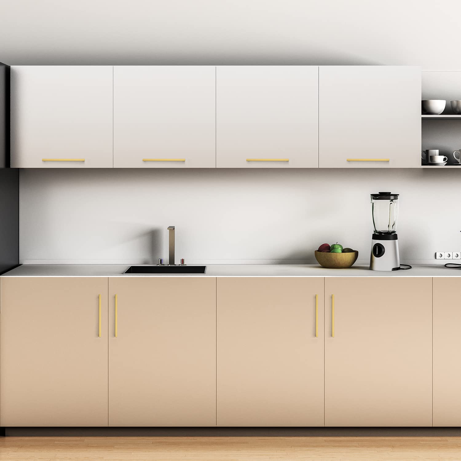 Ravinte 5 Pack Brushed Brass Cabinet Handles - Kitchen & Drawer Pulls for Cabinets & Cupboards