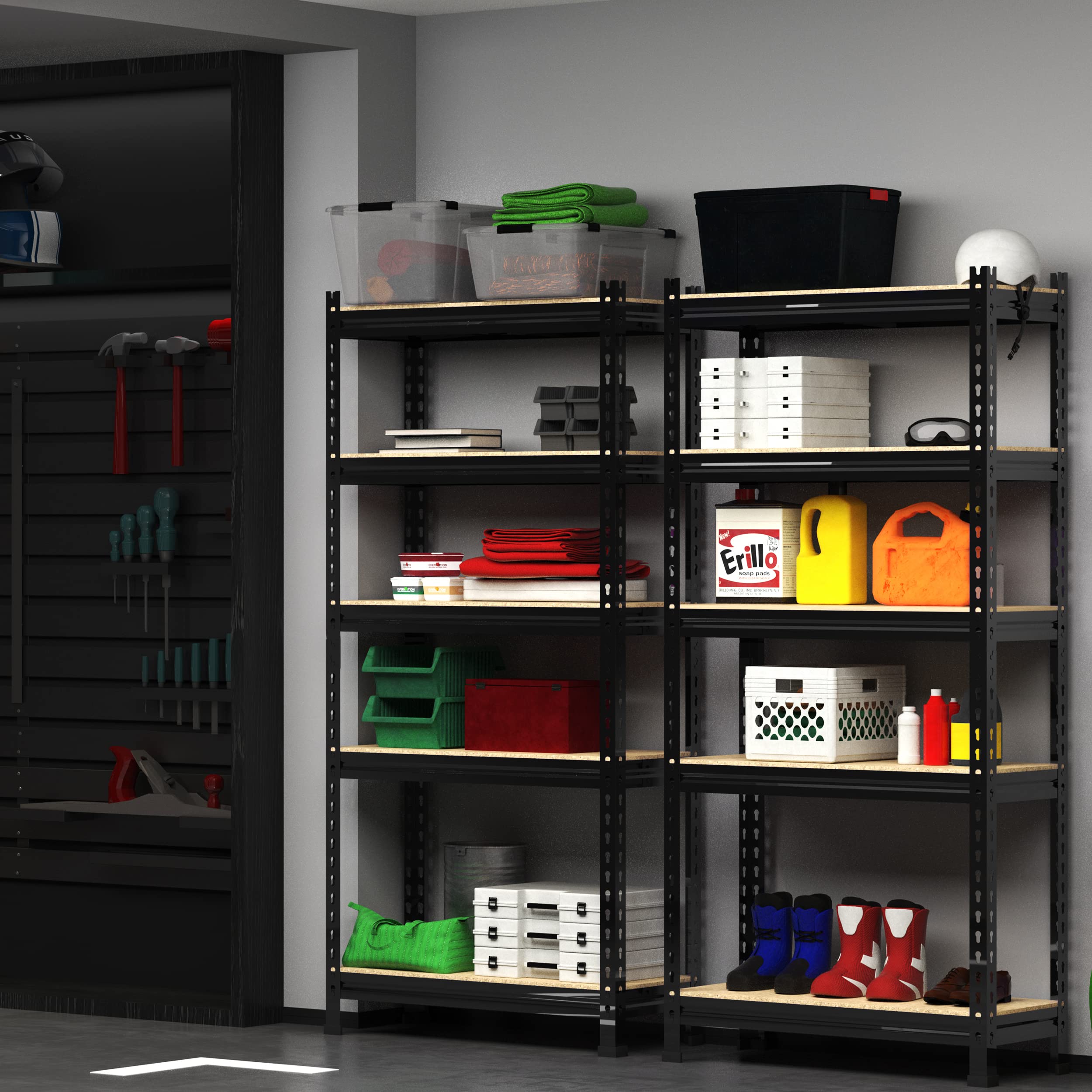 PrimeZone 5-Tier Heavy Duty Metal Storage Shelves - Adjustable Garage Shelving Unit for Warehouse, Pantry, Closet & Kitchen Organization (28