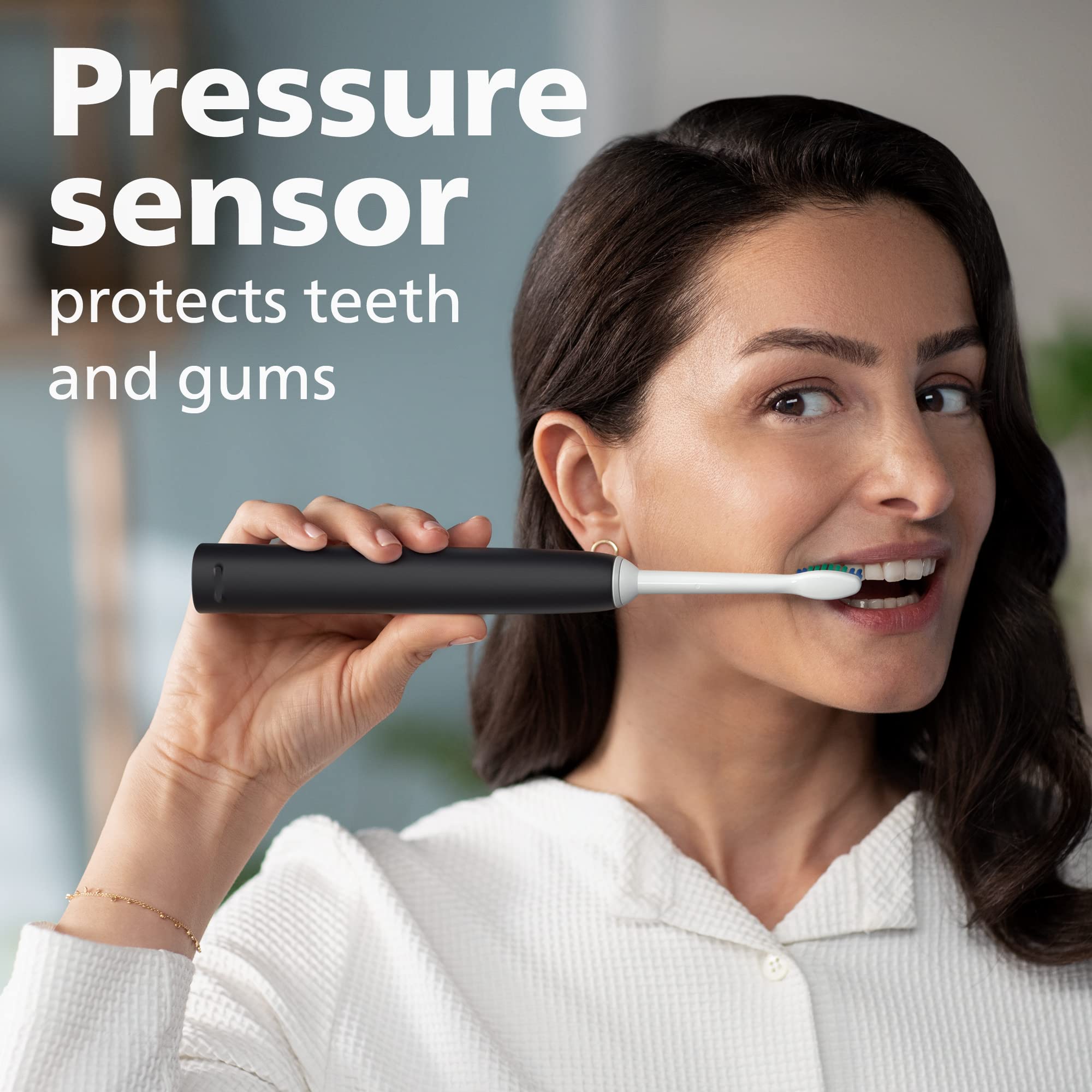 Philips Sonicare 4100 Rechargeable Electric Toothbrush with Pressure Sensor - HX3681/24 Black | Professional Teeth Cleaning for Whitening & Gum Care | Perfect for Travel & Daily Oral Hygiene