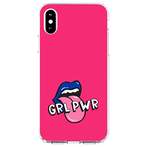 Girl Power - GRL PWR - Loud Mouth, Pink & Blue On Clear Case