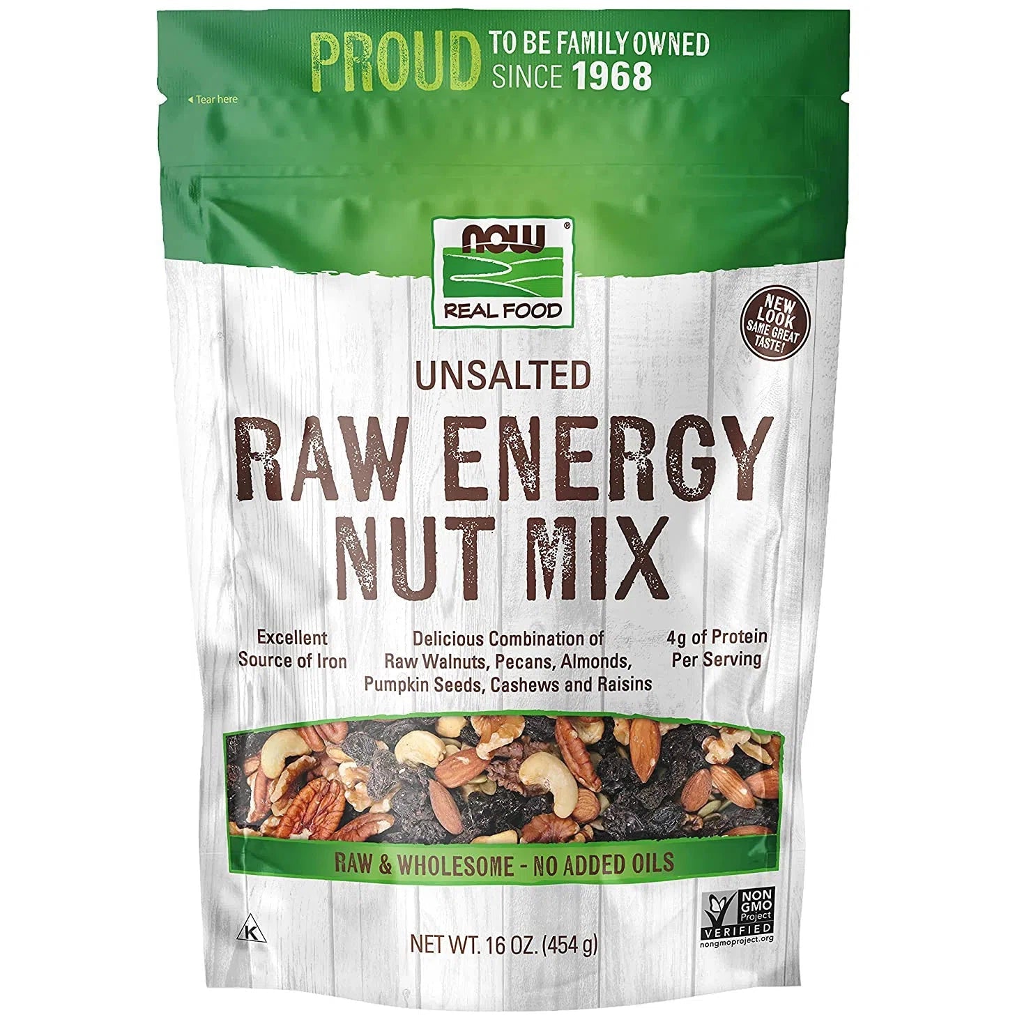 NOW Real Food Raw Energy Nut Mix, Unsalted - Organic, Non-GMO, Vegan Snack for Hiking, Travel & Healthy On-the-Go Nutrition