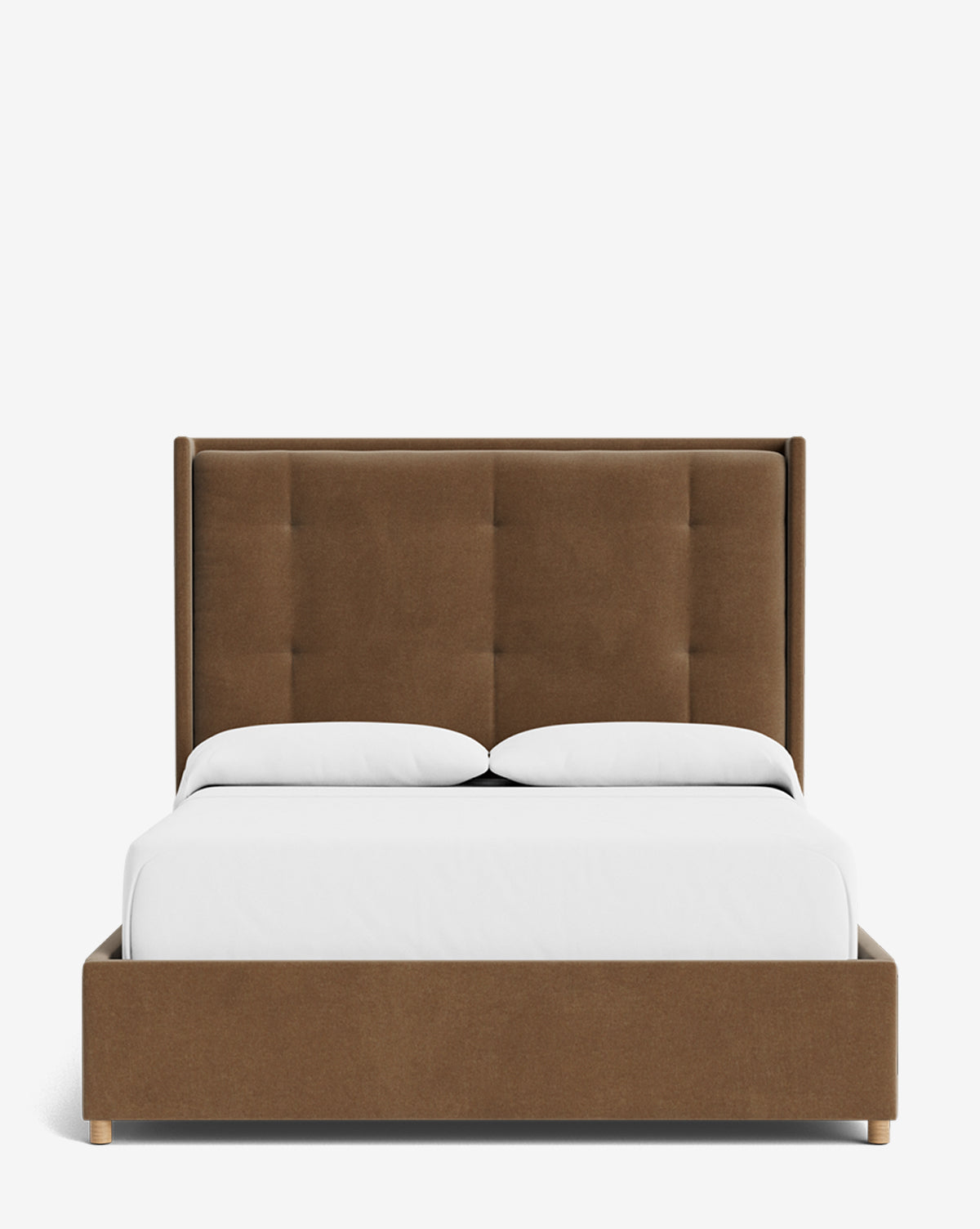 Luxury Ria Upholstered Bed Frame - Queen Size Platform Bed with Soft Fabric Headboard - Modern Bedroom Furniture for Master & Guest Rooms