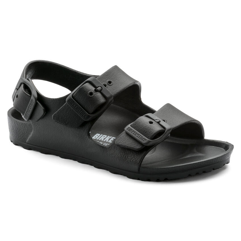 Birkenstock Kids Milano Essentials EVA Sandals - Black | Comfortable & Durable Waterproof Slides for Boys & Girls | Perfect for Beach, Pool, and Summer Outdoor Activities