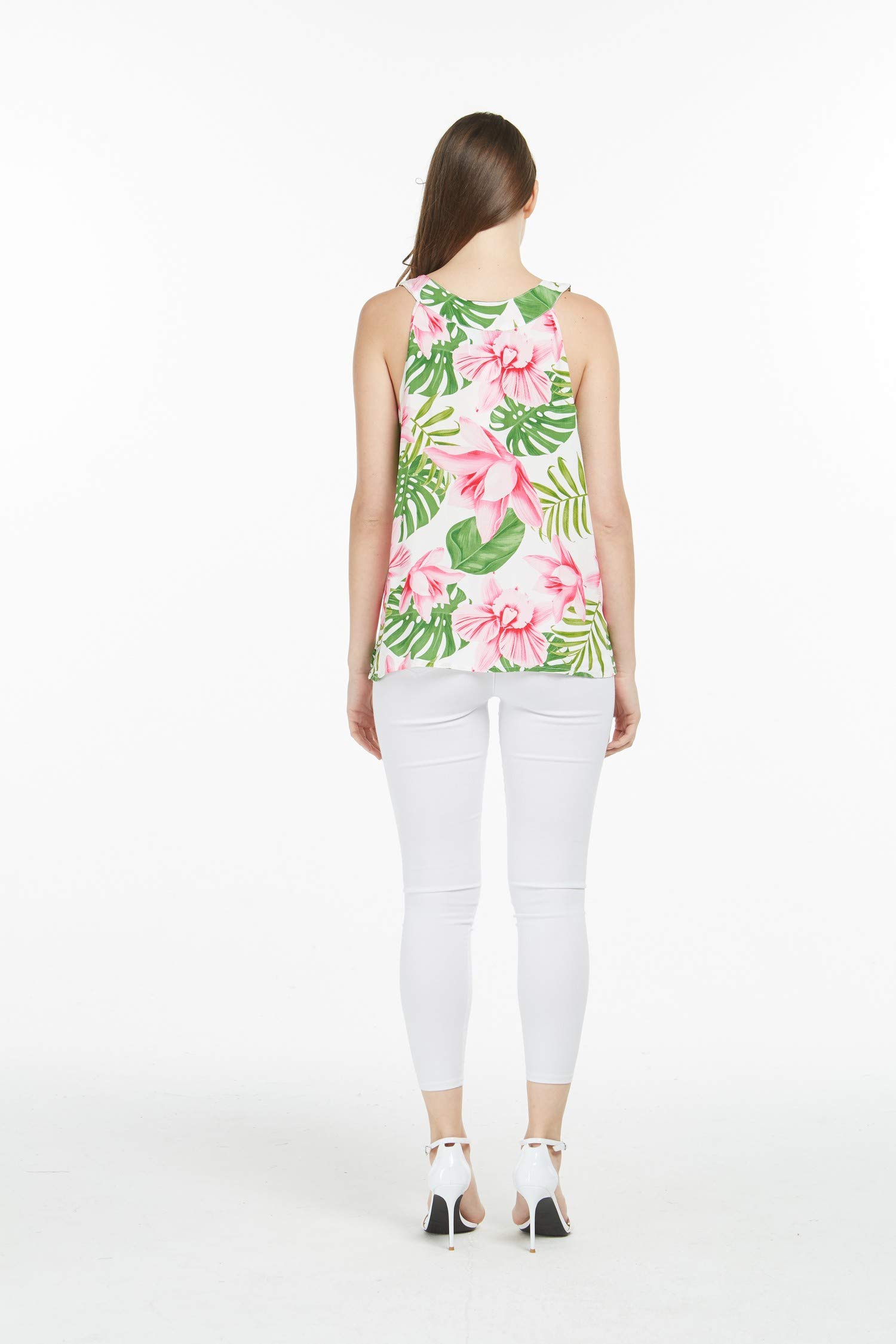 Hawaiian Women's Tank Top - Simply Blue Leaf Print - Breathable & Comfortable for Beach, Vacation, and Summer Outfits