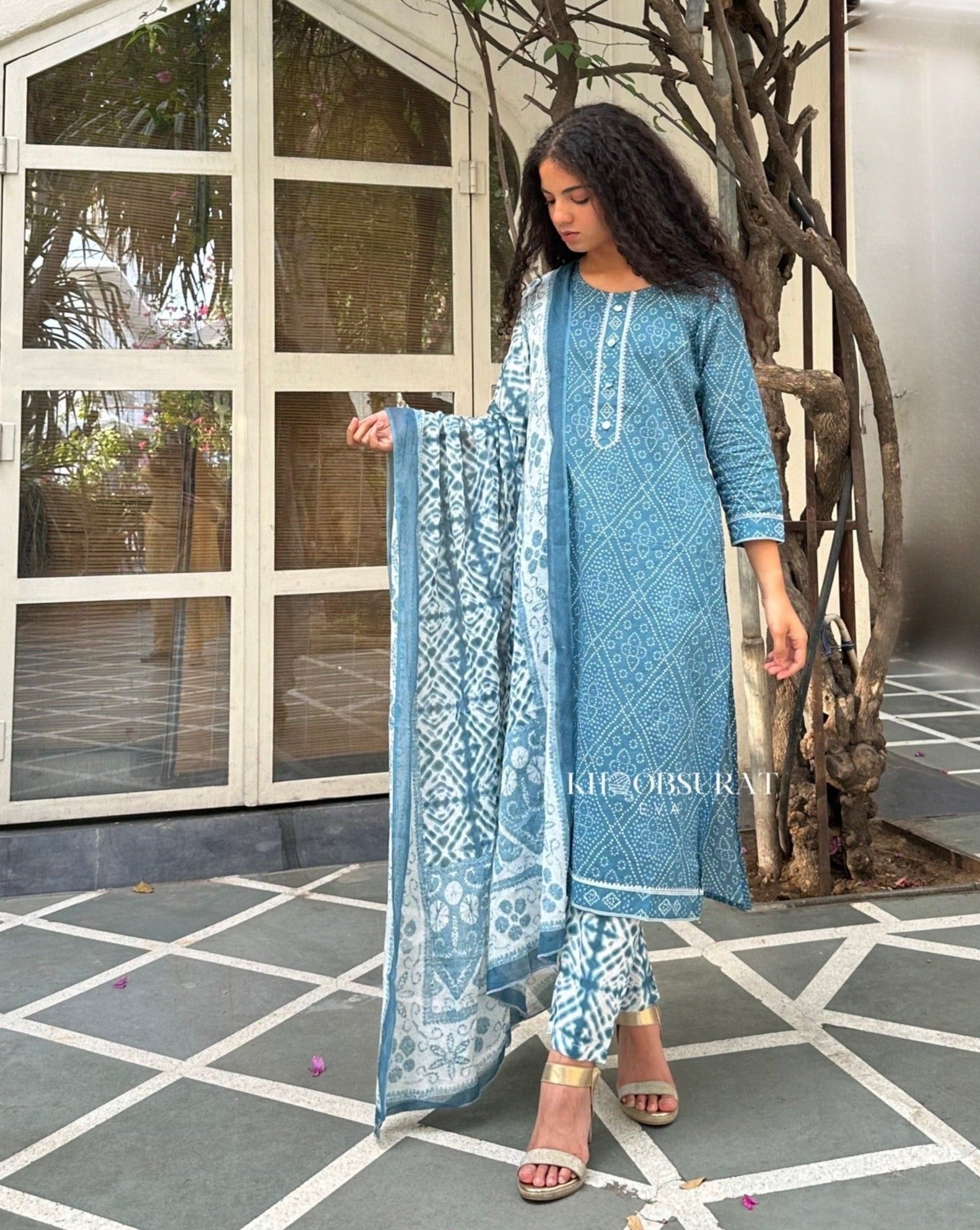 Stylish Blue Denim Kurta Suit Set for Women - Trendy Ethnic Outfit for Parties, Weddings & Festive Occasions