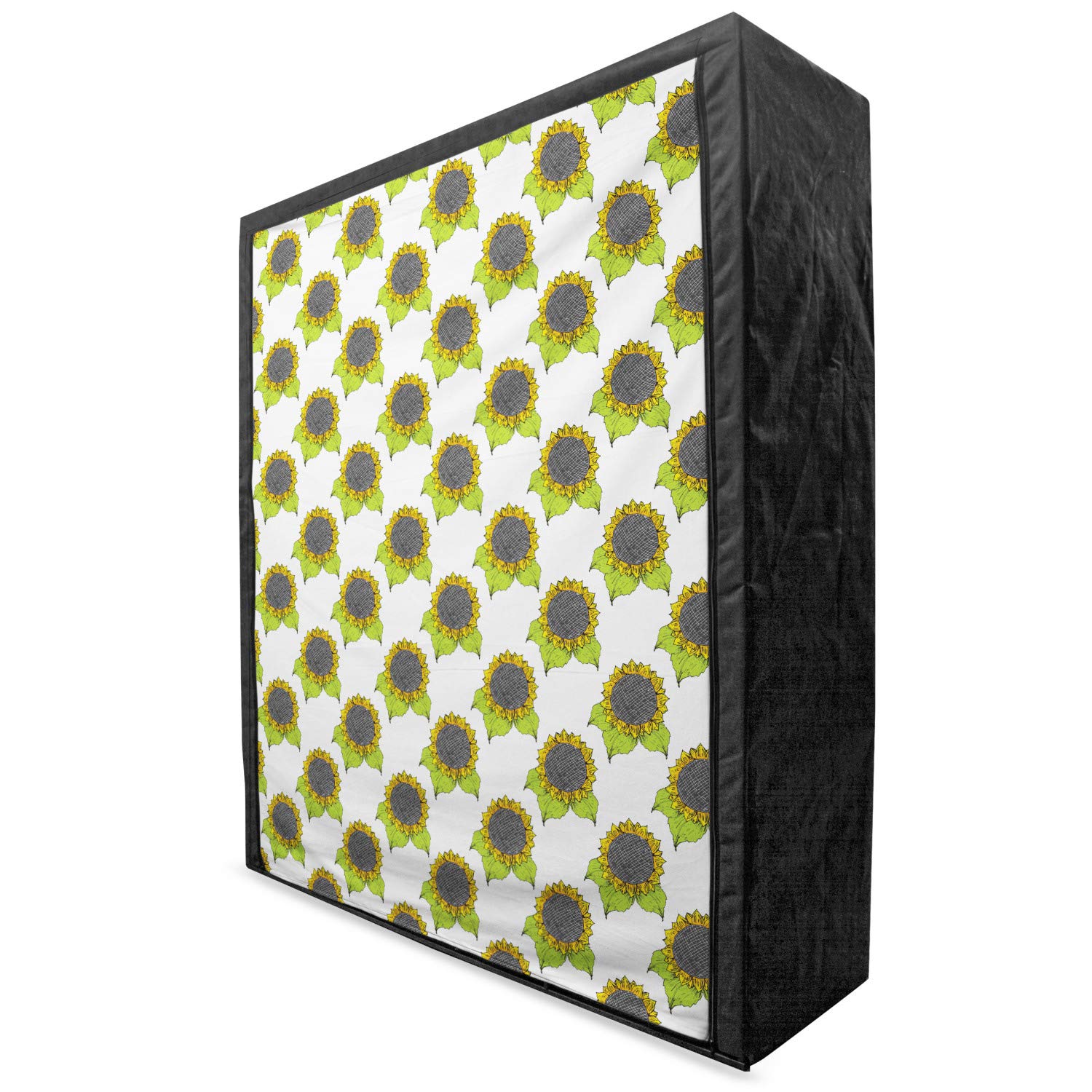 Ambesonne Floral Portable Fabric Wardrobe | Hand-Drawn Sunflowers & Spring Leaves Design | 59