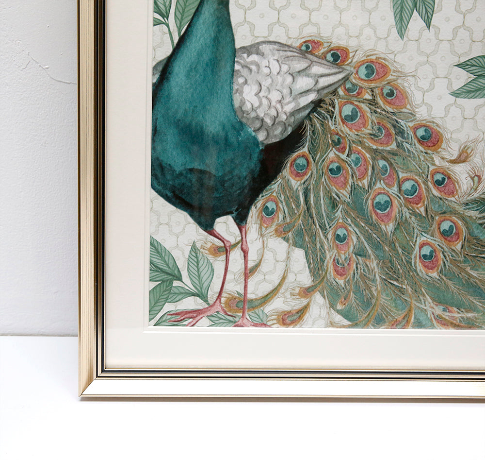 Green Peafowl Wall Art ASDB2002A - 60x60cm Modern Home Decor for Living Room, Bedroom & Office