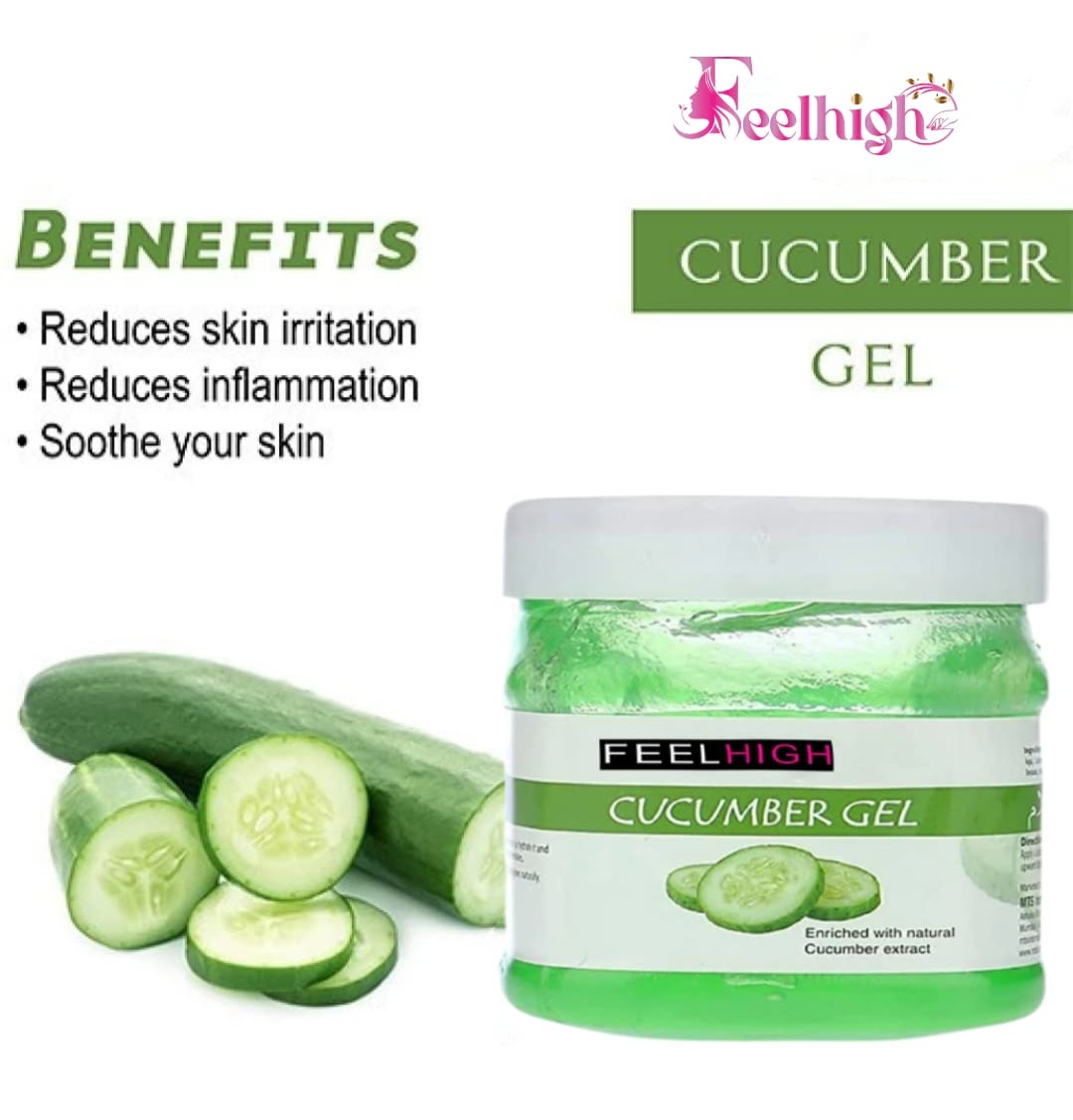 FeelHigh Almond Oil & Cucumber Enriched Face & Body Cream with Skin Purifying Gel - 2-Piece Skincare Set for Hydration & Brightening - Perfect for Daily Moisturizing & Spa Nights