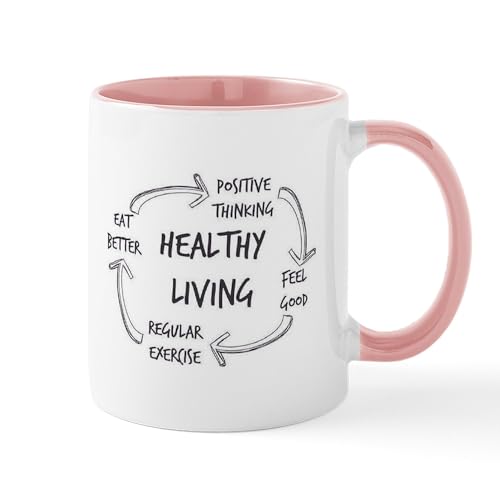 White/Pink Inside - Healthy Living Mugs