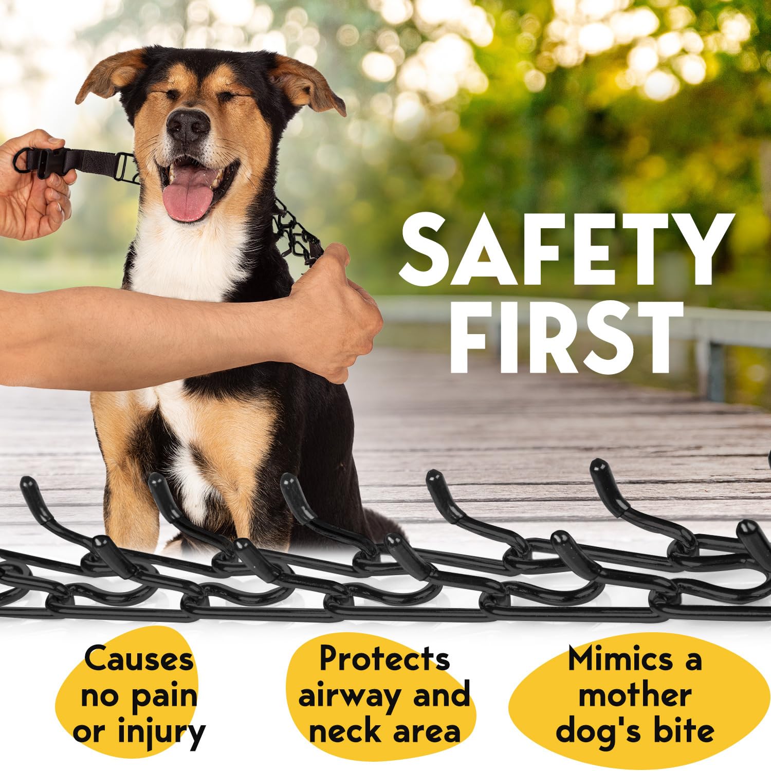 PetJett Prong Collar for Dogs - No Pull Training Collar, Adjustable Pinch Collar for Small Medium Large Dogs - Stainless Steel Choke Chain for Obedience & Behavior Training - Perfect for Walking, Leash Training & Aggressive Dogs Control