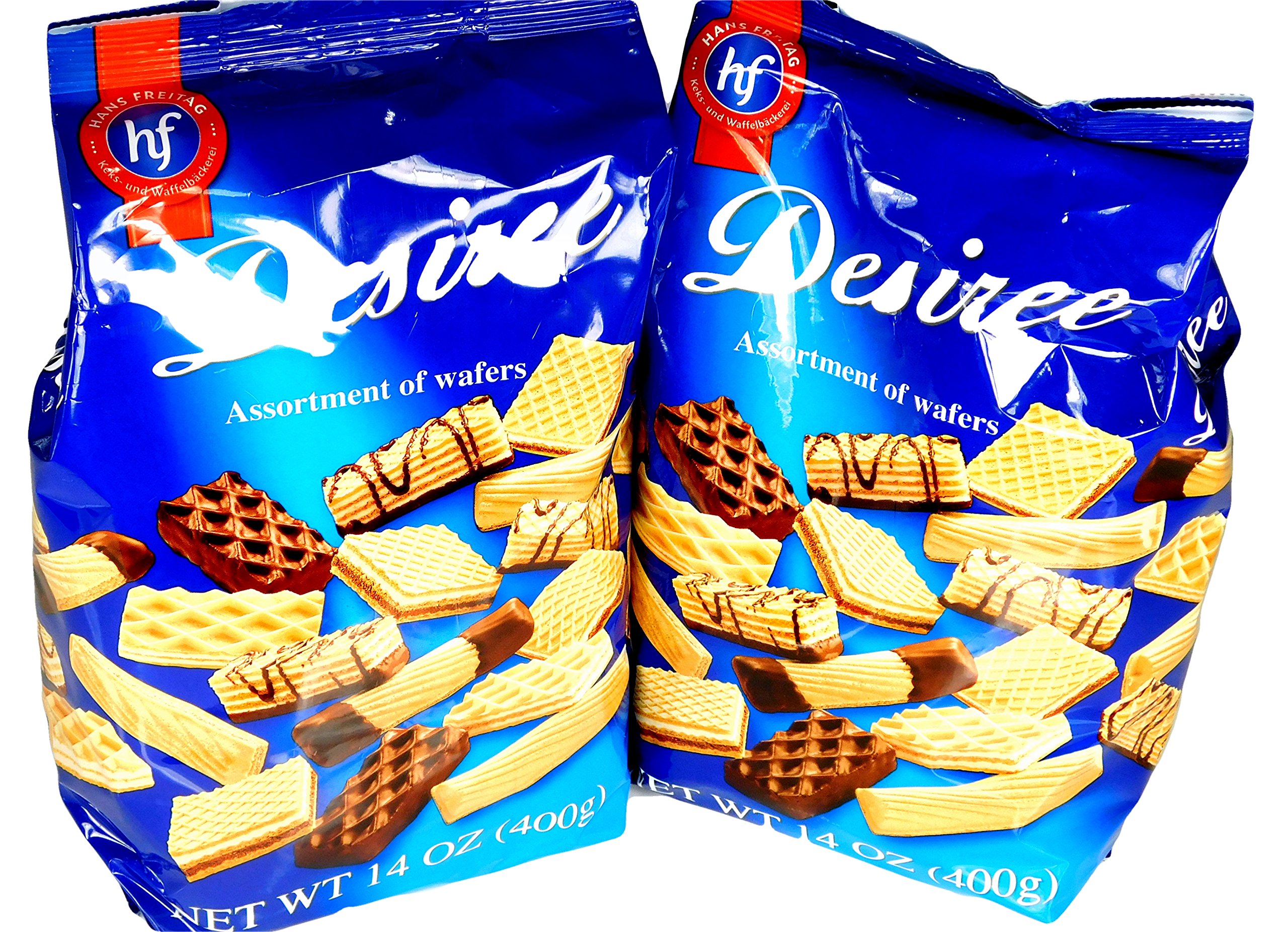 Premium Hans Freitag Desiree Assortment of German Wafers - Gourmet Cookie Snacks (2-Pack, 14oz/400g Each) | Perfect for Parties, Gifts & Coffee Time