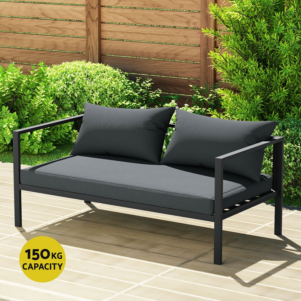 4-Piece Outdoor Patio Furniture Set - Aluminum 4-Seater Sofa with Cushions in Charcoal - Perfect for Backyard, Garden, and Poolside Relaxation