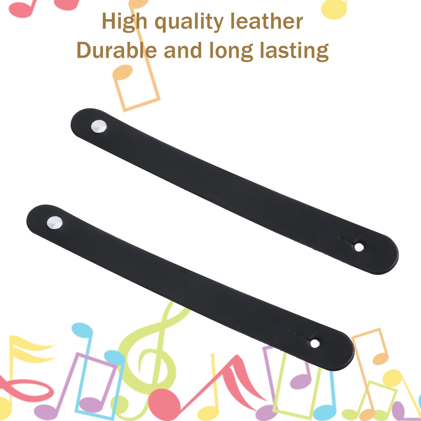 2-Pack Leather Guitar Neck Straps with Button - Adjustable Acoustic & Electric Guitar Strap Lock for Bass, Ukulele - Perfect for Live Performances & Studio Sessions