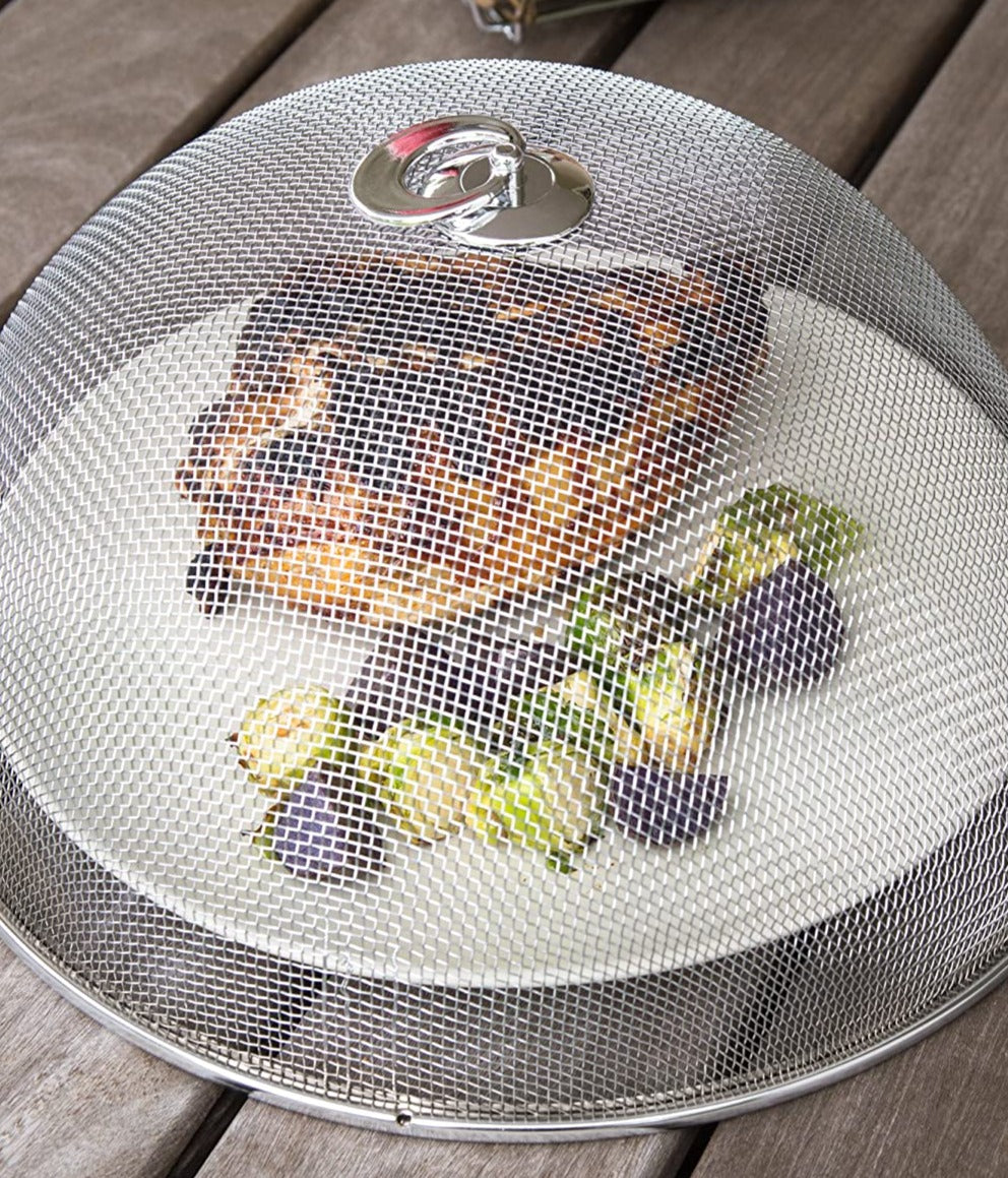 Stainless Steel Chrome Mesh Food Cover for Picnics, BBQs & Outdoor Dining - Keep Bugs Away from Your Meals