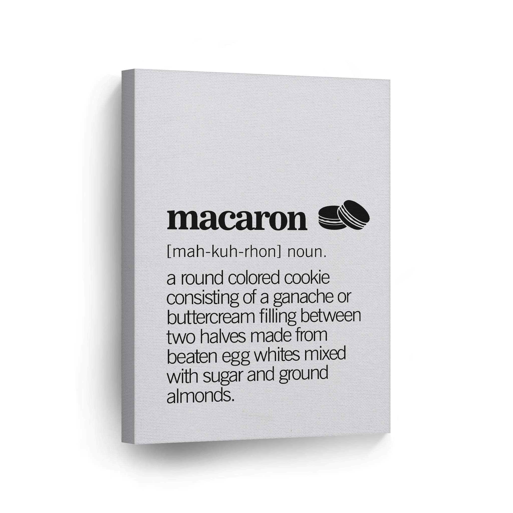Funny Macaron Definition Canvas Wall Art Print - Kitchen & Cafe Decor, Farmhouse Dining Room, Modern Housewarming Gift (36x24 Inch, Ready to Hang) - Perfect for Bakeries, Coffee Shops & Home Kitchens