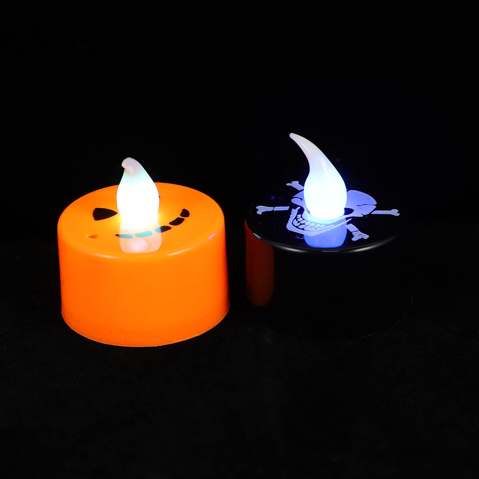 HEALLILY 10pcs Halloween Pumpkin Light Skull Flameless LED Tea Lights - Mini Electronic Wax Candles for Spooky Decor, Pumpkin LED Lamps Perfect for Halloween Tables, Party Centerpieces & Home Haunted House Decorations