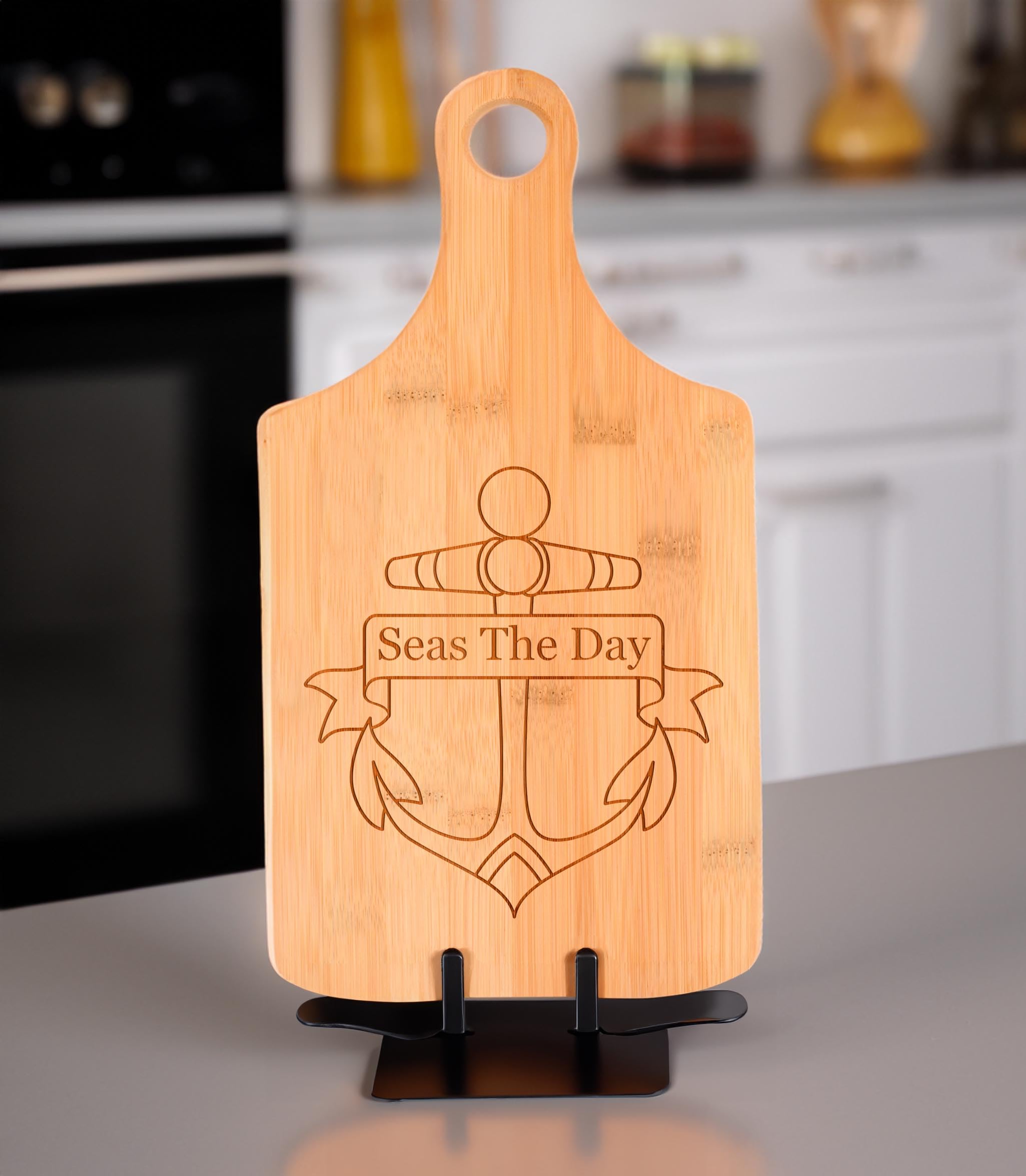 Personalized Wooden Cheese Board with Boat Name & Anchor Design - Custom Nautical Gift for Boaters, Housewarming, or Wedding Present - Perfect for Cheese Platters, Charcuterie, and Entertaining