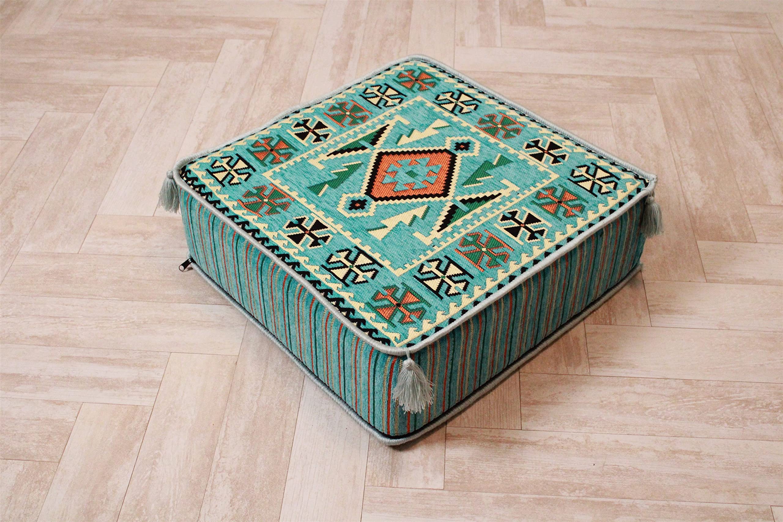 Arabic Floor Cushions & Ottoman - Traditional Majlis Seating for Home Decor, Jalsa, and Oriental Living Room Furniture - Perfect for Relaxation, Meditation, and Cultural Gatherings (MA 40 Ottoman Only)