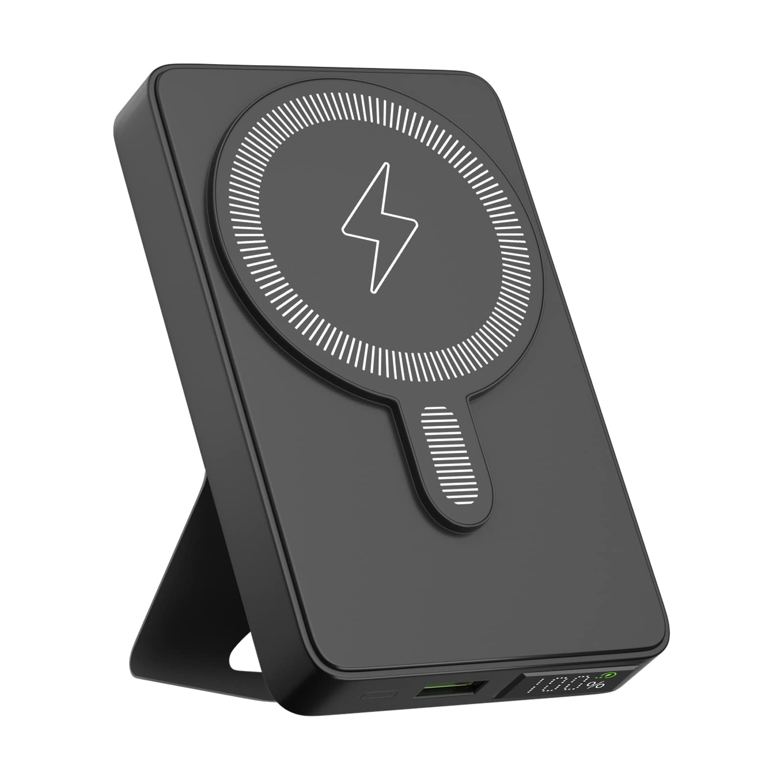 RUNSY Magnetic Wireless Power Bank 10000mAh - Foldable Stand Portable Charger for iPhone 14/13/12 Series | Magsafe Compatible Battery Pack with USB-C Cable | Perfect for Travel, Work & Outdoor Activities