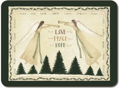 JASON Angels Placemats Set of 4 - Large 12x18 Inch Washable Vinyl Table Mats for Dining Room, Kitchen, Party & Holiday Decor - Christmas, Easter, Thanksgiving Dinner Table Setting