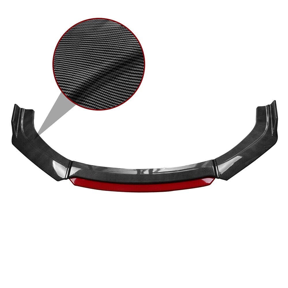 Universal Car Front Bumper Lip Spoiler Splitter Body Kit - Carbon Fiber Style for Sedan Coupe SUV - Enhances Aerodynamics & Sporty Look for Street Racing & Car Shows