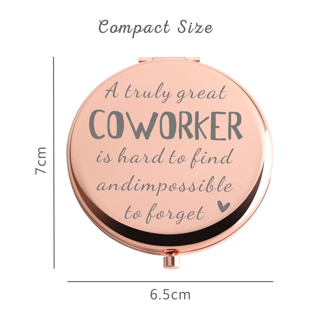 Rose Gold Compact Mirror - Unique Retirement Gift for Women | Personalized Coworker Appreciation Present for Birthday, Christmas | Truly Great Coworkers Are Hard to Find | Perfect for Office Farewells, Retirement Parties & Daily Touch-ups