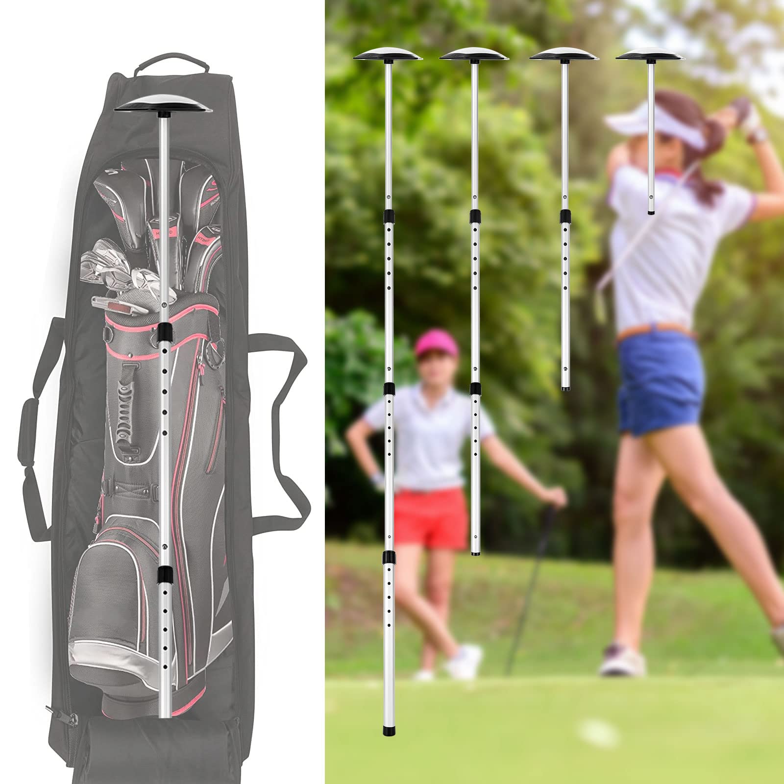 MNKNENG Telescoping Aluminum Alloy Golf Stiff Arm - Oversized Anti-Impact Support Rod Pole for Golf Travel Bags | Durable Golf Club Protector Stick for Air Travel & Road Trips