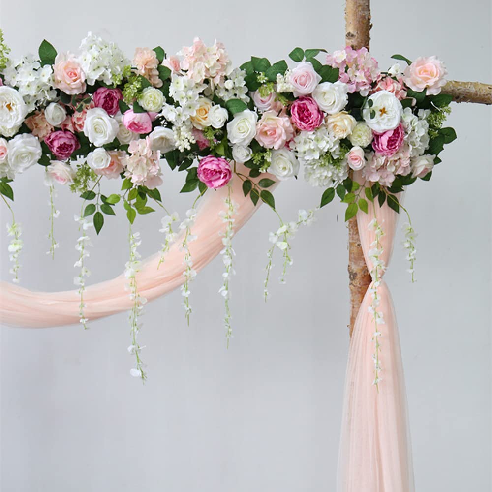Gdrasuya10 1M Artificial Silk Wedding Arch Flowers - DIY Silk Flower Row for Party, Wedding, Office Decor - Perfect for Backdrop, Ceremony Decorations & Event Styling