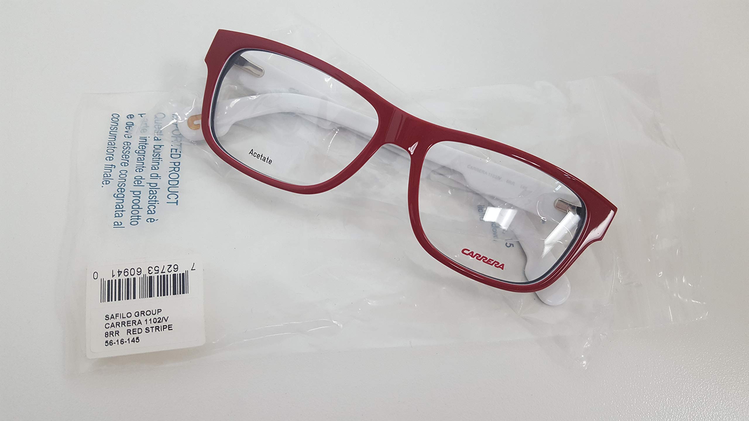 Carrera 1102/V 08RR Striped Red Eyeglasses - Trendy Retro Frame for Men & Women - Perfect for Fashion, Reading & Daily Wear