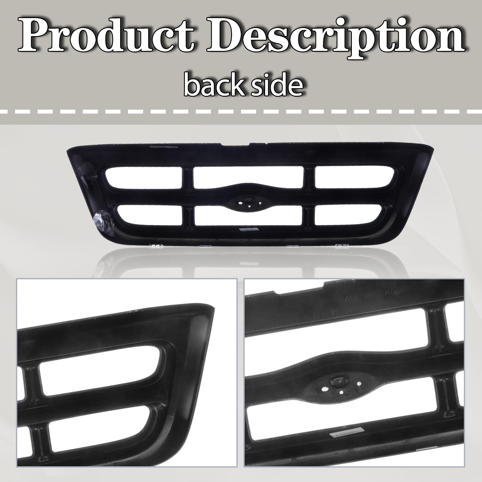 1998-2000 Ford Ranger Front Grille Assembly - Black Replacement Grill (FO1200344 F87Z8200FA) | Perfect for Off-Roading & Truck Restoration Projects
