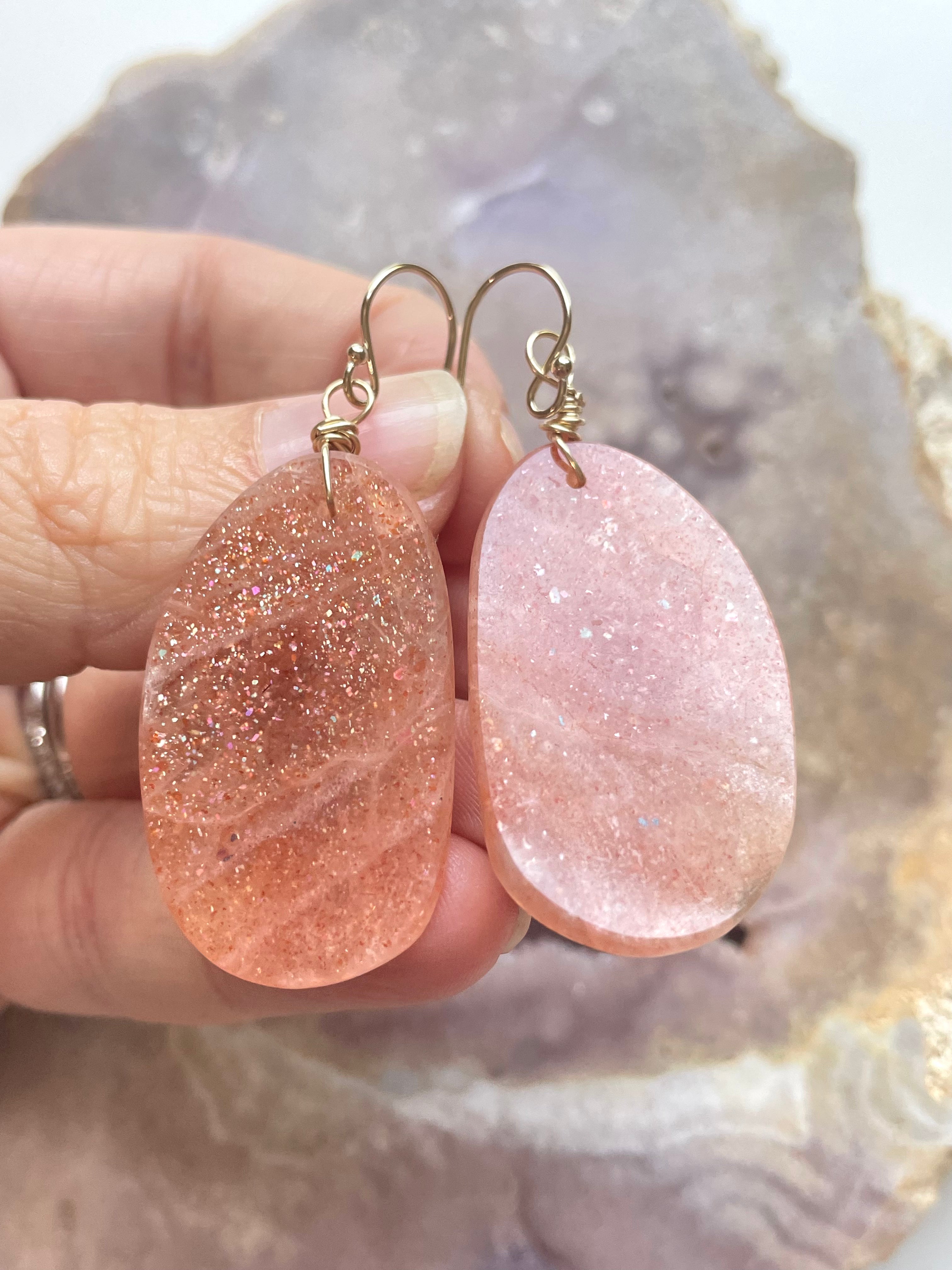 Orange Sunstone Gold Filled Crystal Threader Earrings for Women - Elegant Gemstone Dangle Earrings for Party, Wedding & Everyday Wear