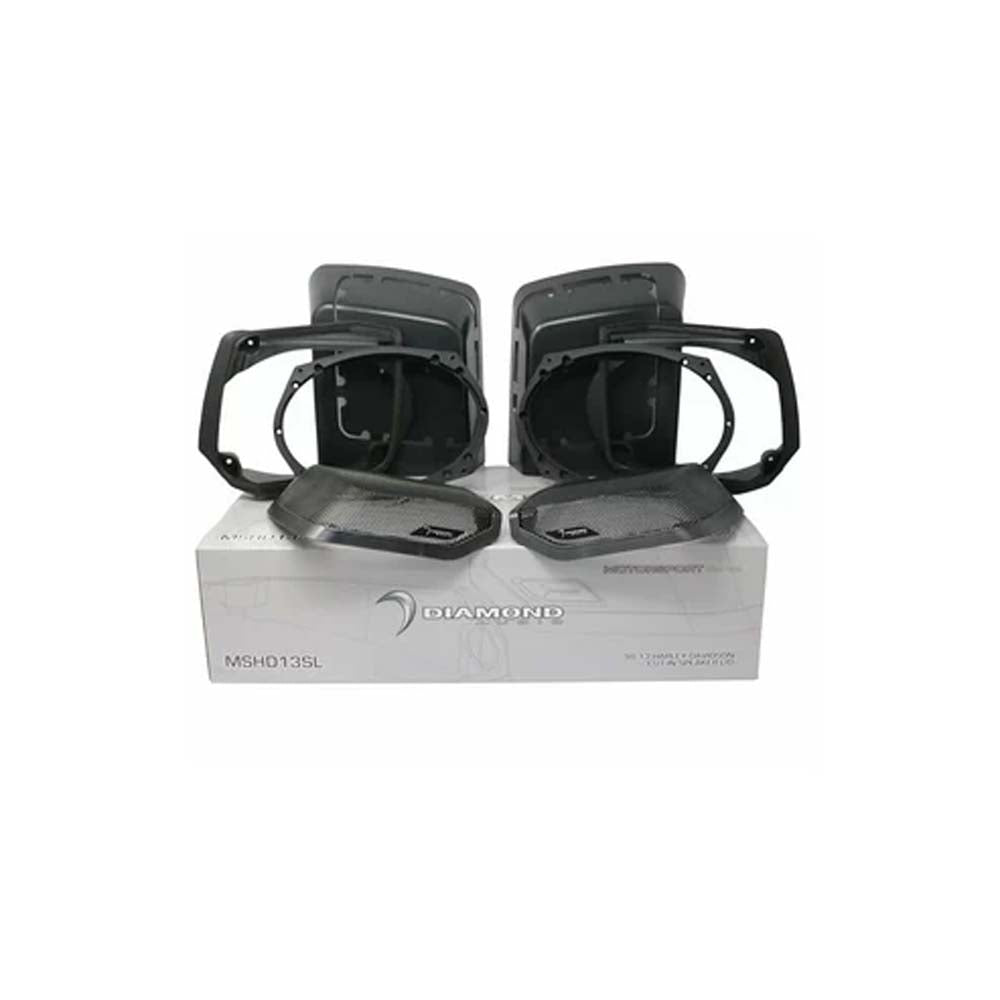 **Diamond Audio MSMP694LK13 Harley Davidson® Cut In Lid Kit with MP694 Speakers (4Ω) for 1998-2013 Models + MICRO2V2 2-Channel Class D Amplifier – Perfect for Motorcycle Audio Upgrades & Enhanced Riding Experience**
