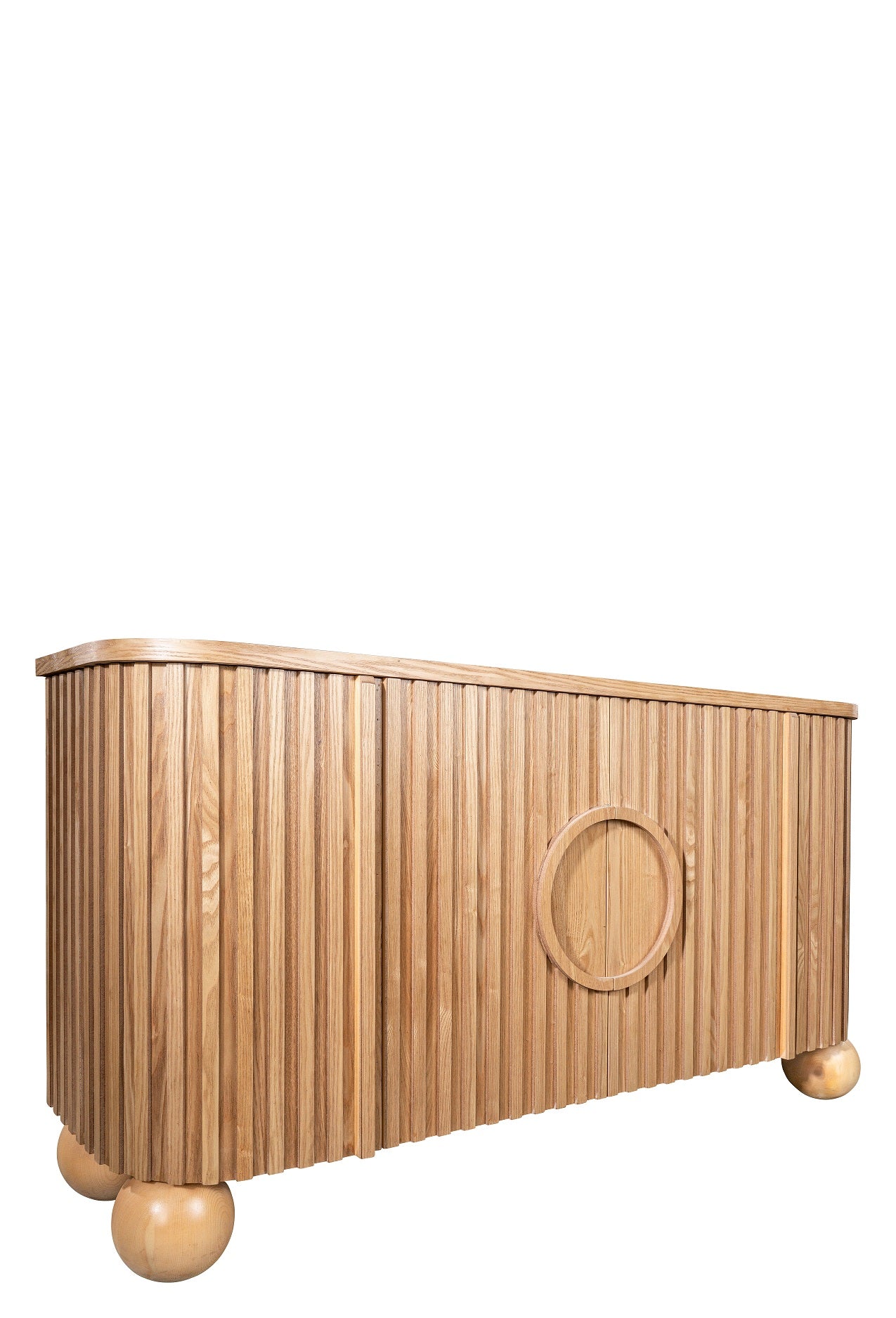 Lucca Fluted Sideboard Accent Cabinet with Ball Feet - Mid-Century Modern Storage for Dining Room, Living Room & Entryway
