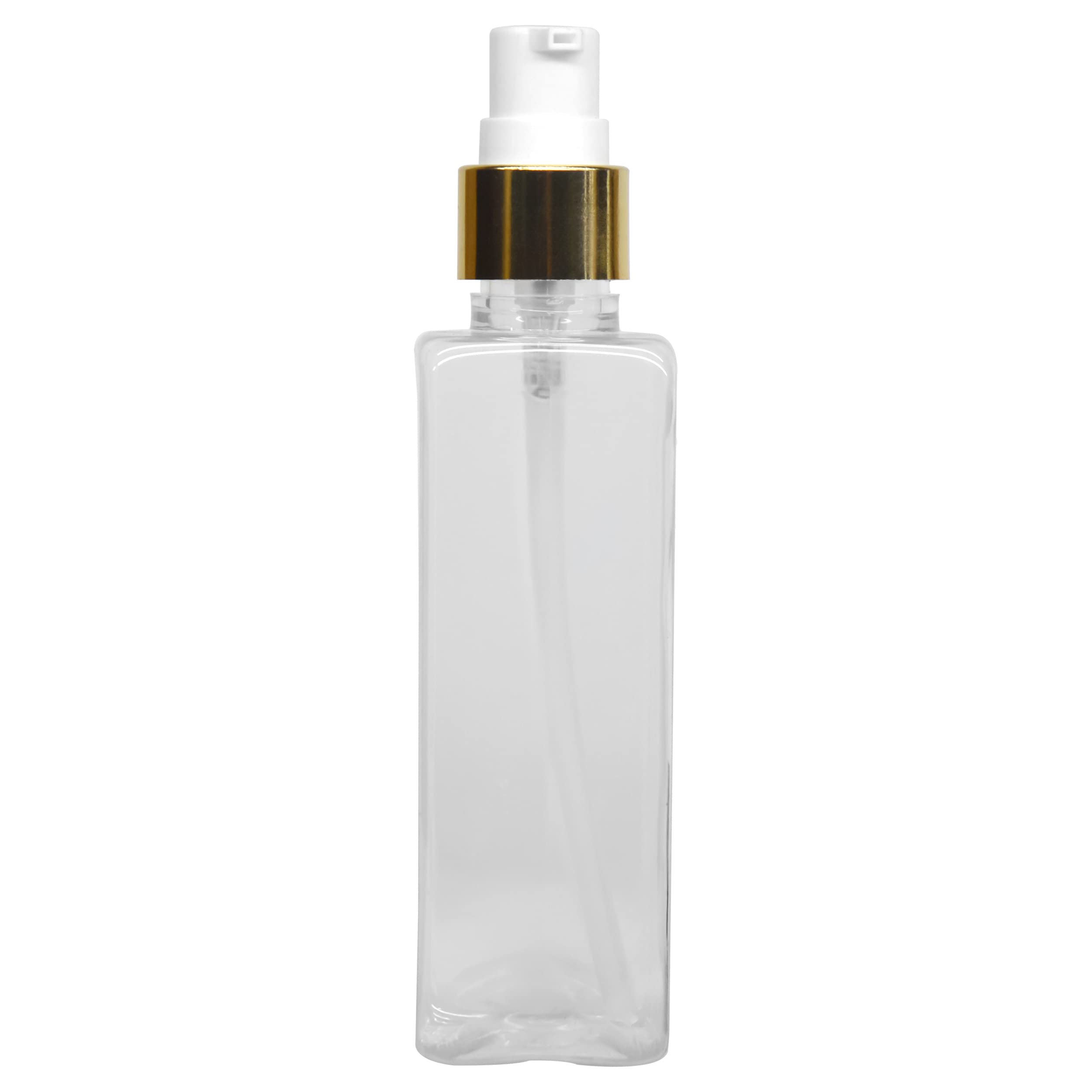 MeeTo 100ml BPA-Free Plastic Pump Bottle Dispenser - Clear Rectangular Refillable Shampoo Lotion Hand Pump Bottle for Massage Oil, Liquid Soap | Portable & Durable Empty Containers | Perfect for Travel, Gym, Salon & Home Use