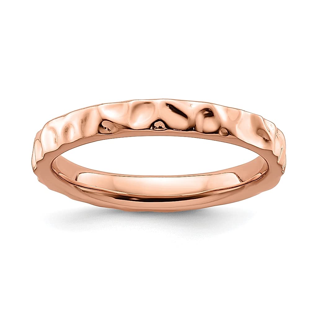 925 Sterling Silver Pink Plated Stackable Ring for Women - Textured Fine Jewelry Gift for Her, Birthday, Anniversary, Valentine's Day