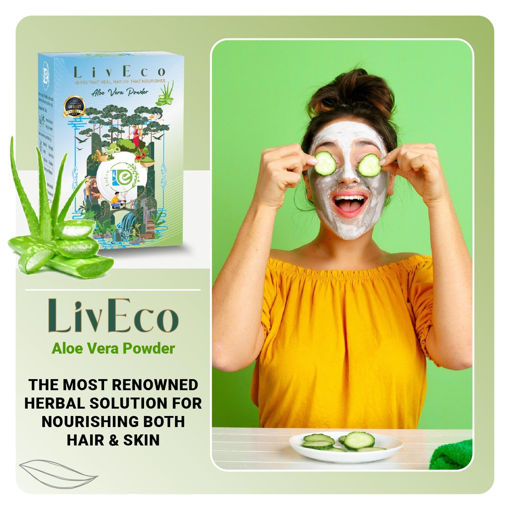 LivEco Organic Aloe Vera Powder 150g - DIY Soothing & Hydrating Face Mask, Hair Treatment - Perfect for Natural Skincare & Hair Care Routine