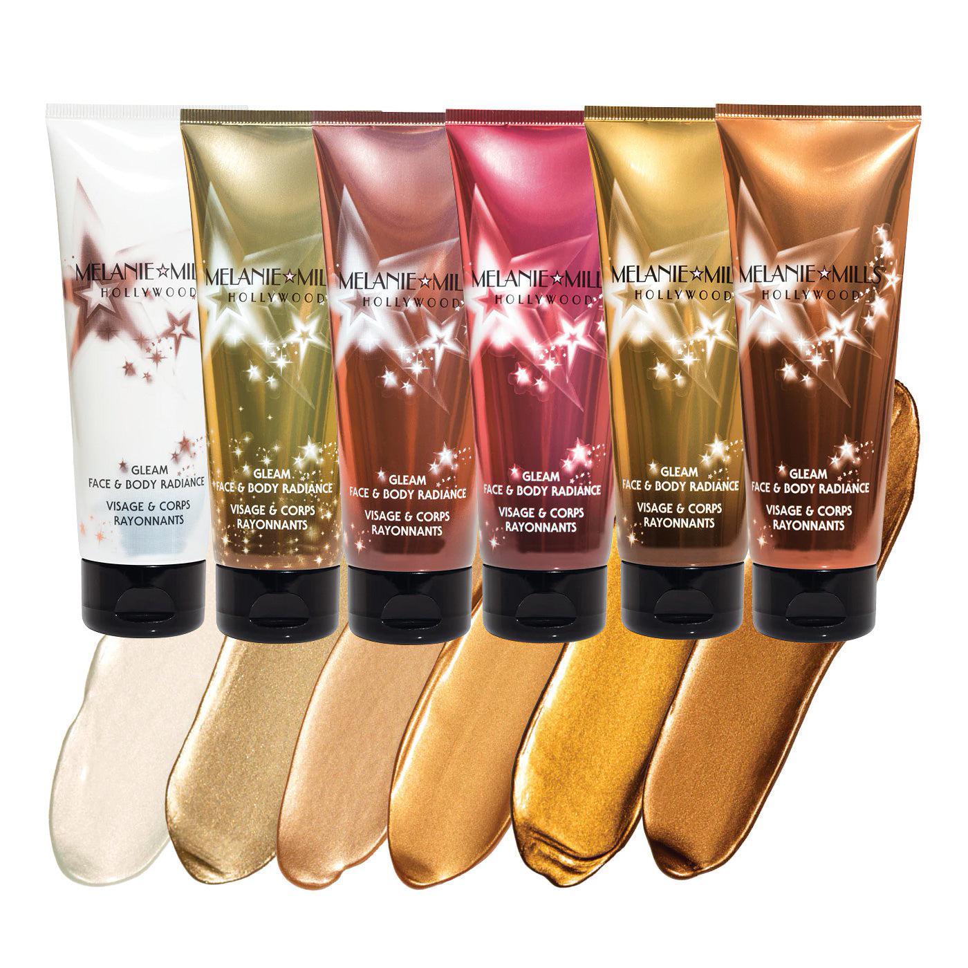 Melanie Mills Hollywood Gleam Face & Body Radiance - 1oz Illuminating Lotion for Glowing Skin | Perfect for Highlighting Cheekbones, Shoulders & Legs at Parties or Beach Days