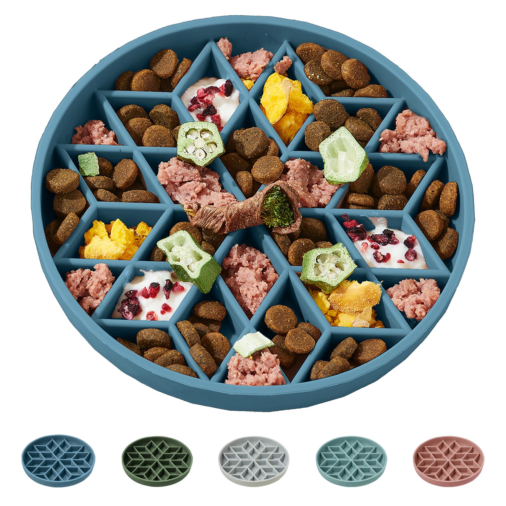 Slow Feeder Dog Bowls for Small, Medium & Large Breeds - Non-Slip Cat Bowl with Suction Cups, Durable Food-Grade Silicone - Anti-Choking & Anti-Bloat Pet Dish - Perfect for Fast Eaters & Mealtime Enrichment