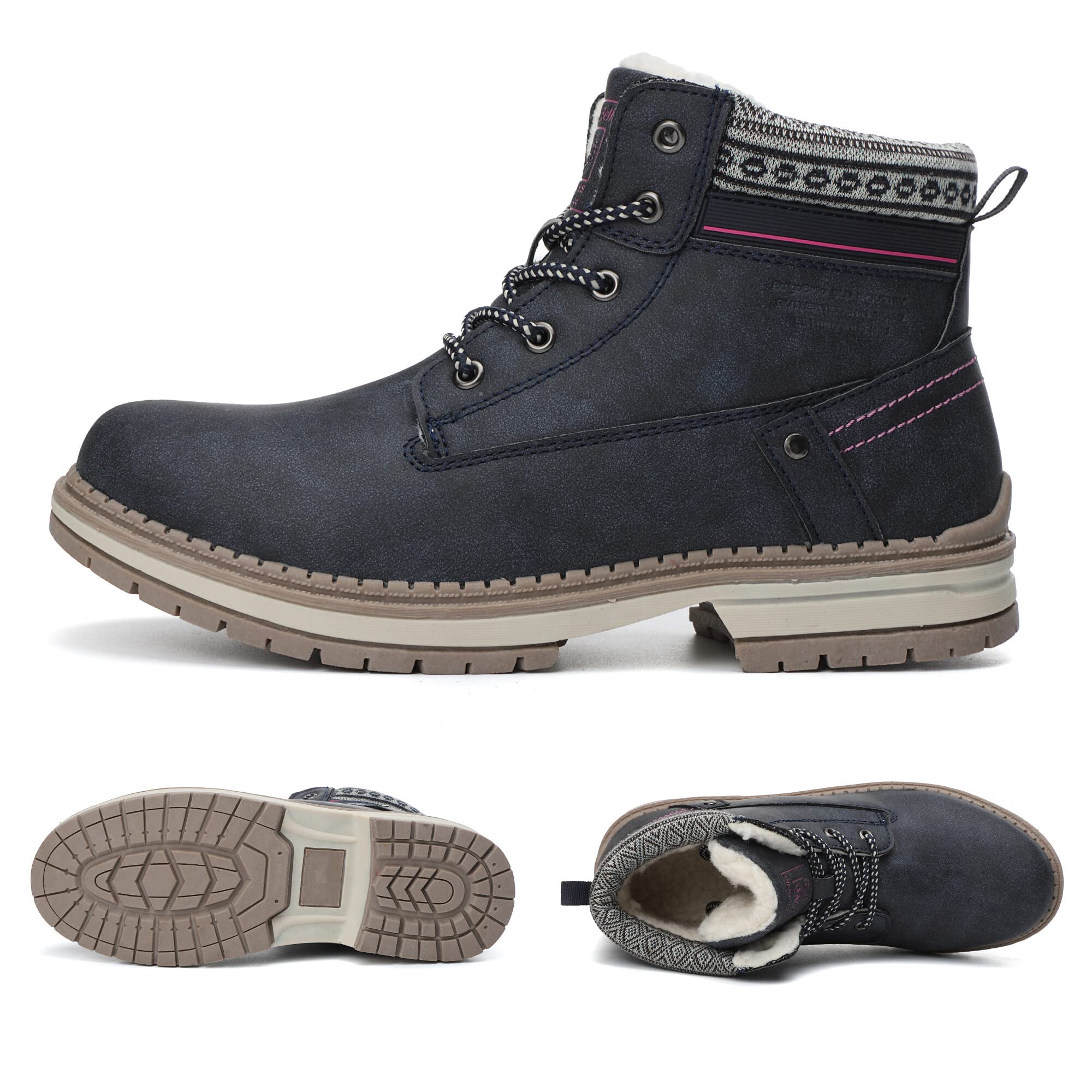 ARRIGO BELLO Women's Winter Snow Boots - Warm Fur Lined Ankle Boots with Anti-Slip Leather Sole for Work, Walking, Hiking & Outdoor Activities (UK Sizes 4-7) - Perfect for Urban Winter Adventures and Cold Weather Commuting