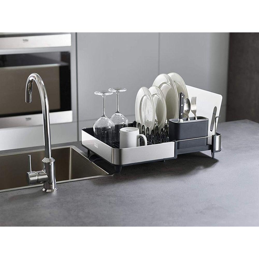 Joseph Joseph Extendable Expandable Dish Rack - Stainless Steel Kitchen Organizer for Drying Dishes, Utensils & Cookware - Perfect for Small Spaces & Compact Kitchens