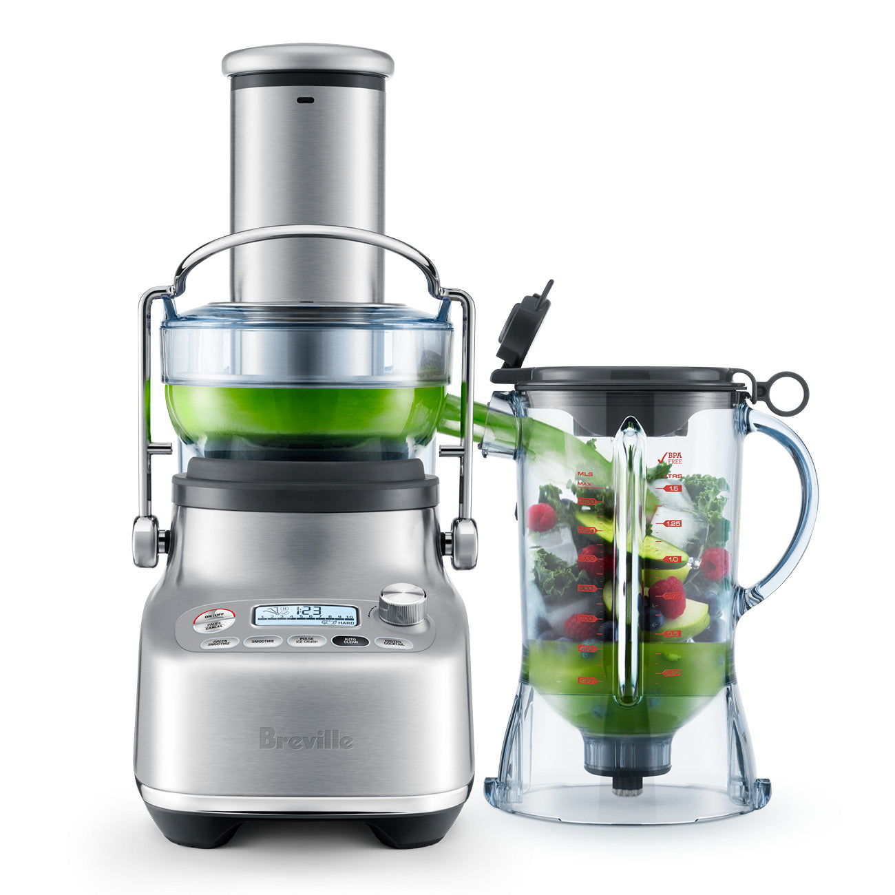 Breville BJB815BSS 3X Bluicer Pro 2-in-1 Blender and Juicer - Powerful 1200W Motor for Smoothies, Juices & Frozen Drinks - Perfect for Healthy Breakfasts, Post-Workout Recovery & Family Meals