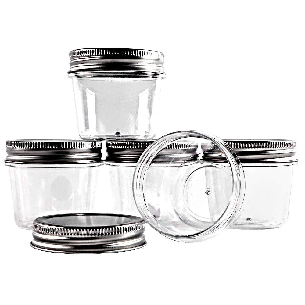 Novelinks 4oz Clear Plastic Jars with Screw-On Lids - 40 Pack BPA-Free Refillable Round Containers for Slime, Spices, Crafts & Kitchen Storage - Perfect for DIY, Organizing & Household Use