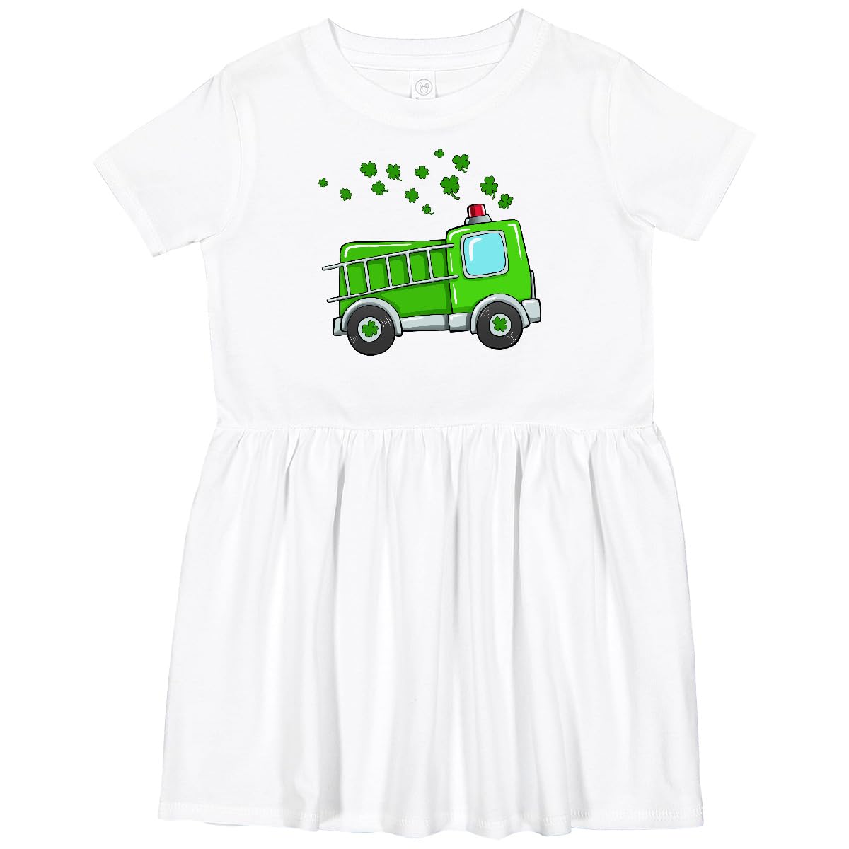 St. Patrick's Day Green Fire Truck with Clovers Toddler Dress - Perfect for Irish-Themed Parties & Holiday Photos