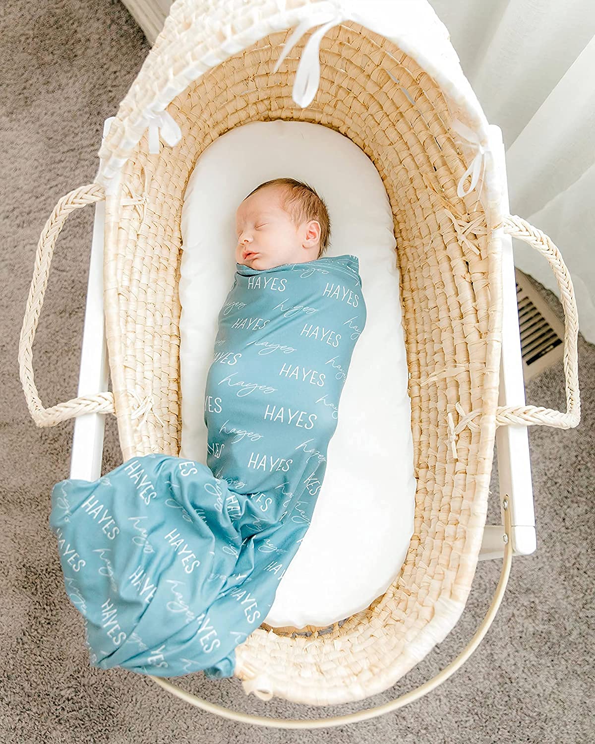 Personalized Baby Swaddle Blanket - Custom Name & Monogram Blanket for Boys & Girls - Soft Newborn Swaddling Wrap - Perfect for Nursery, Baby Shower Gift & Photo Props