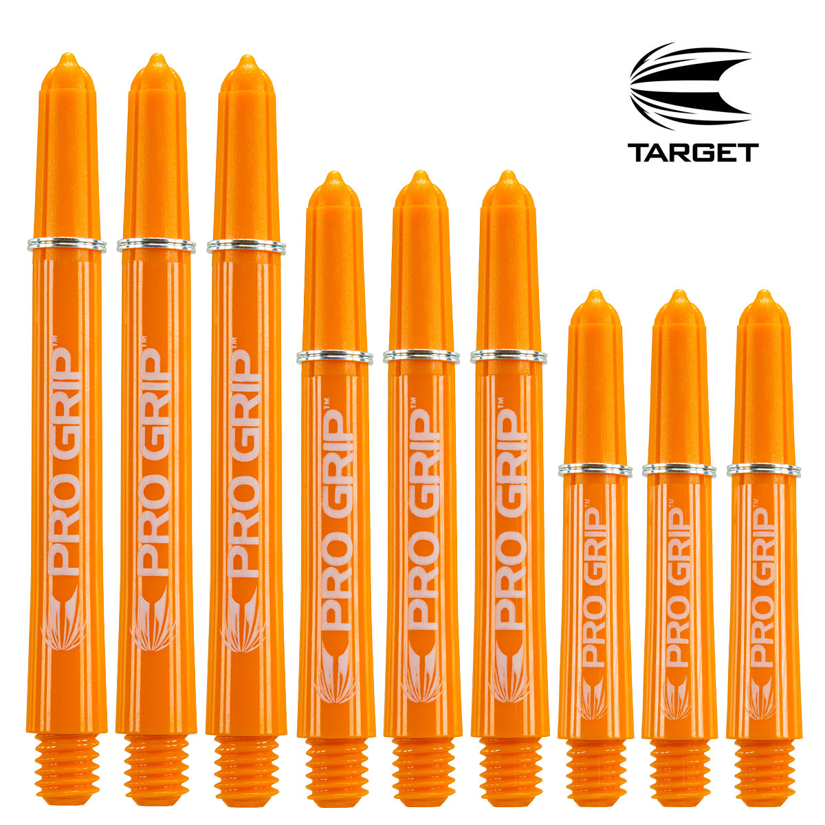 Target Pro Grip Ring Lock Shafts - Orange Darts Shafts for Professional Players | Perfect for Steel Tip Darts & Tournament Play