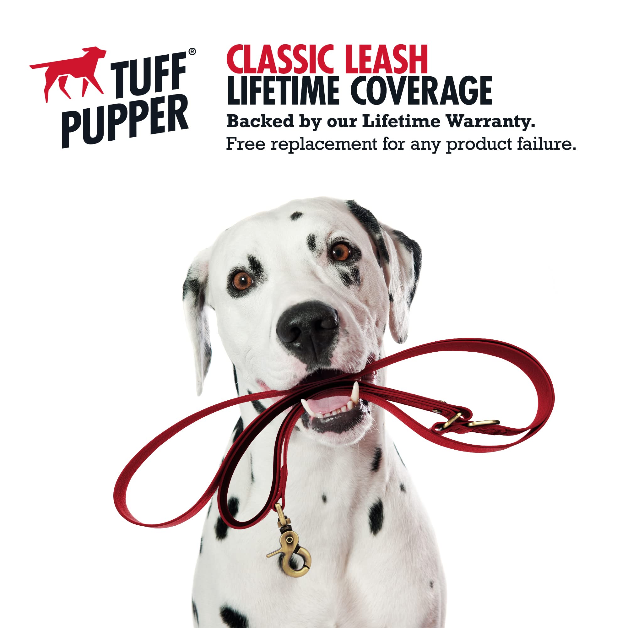 Tuff Pupper Classic 6 Foot Heavy Duty Dog Leash - 10x Stronger Than Leather, 100% Waterproof & Odor Proof with Rust-Proof Metal Hardware - Perfect for Large Dogs, Hiking, Training & Outdoor Adventures