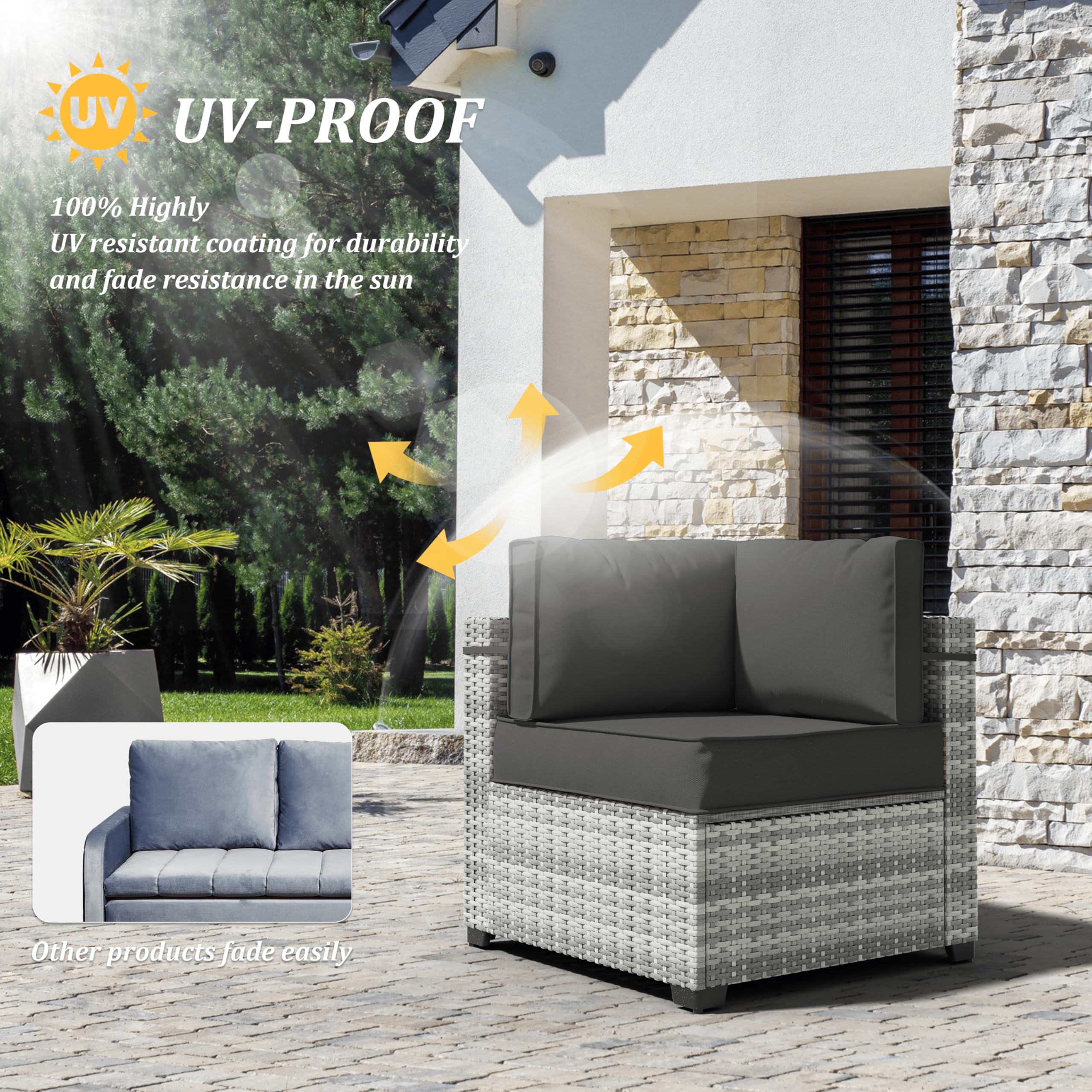 14-Piece Waterproof Outdoor Cushion Covers with Zipper - Replacement Slipcovers for Patio Furniture, Sofa & Couch (3 Sizes) - Perfect for Backyard, Poolside & Deck Decor